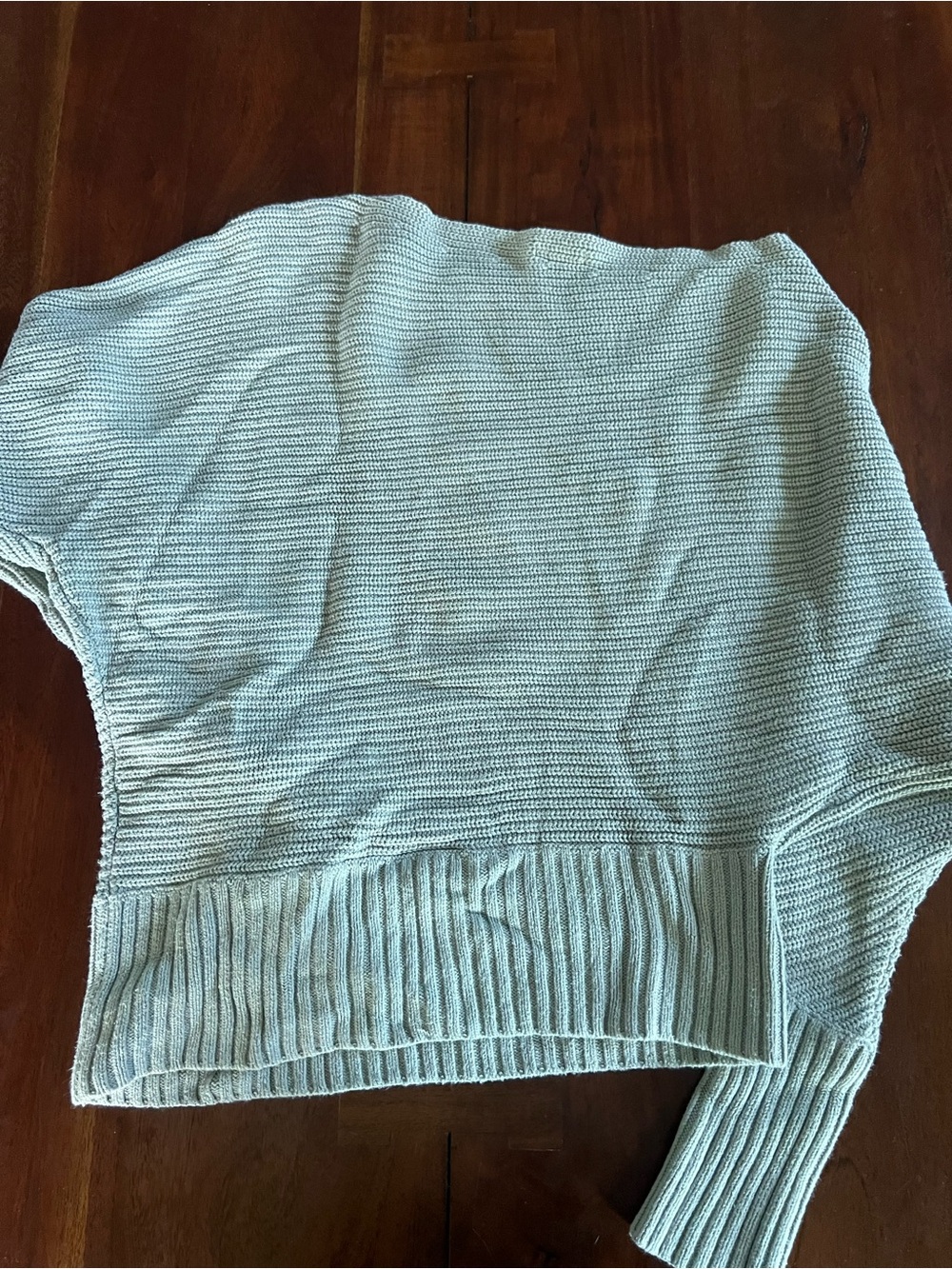 HM Pale Sage Green Women's Knit Off The Shoulder Sweater | Medium | Cotton Blend